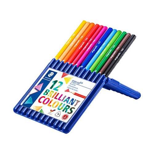Box de 12 crayons de couleur triangulaires assortis ergodsoft